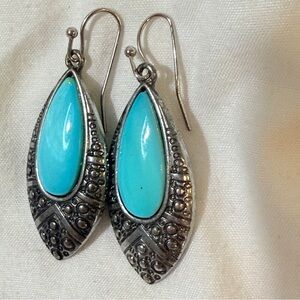 Turquoise and Silver Teardrop Earrings